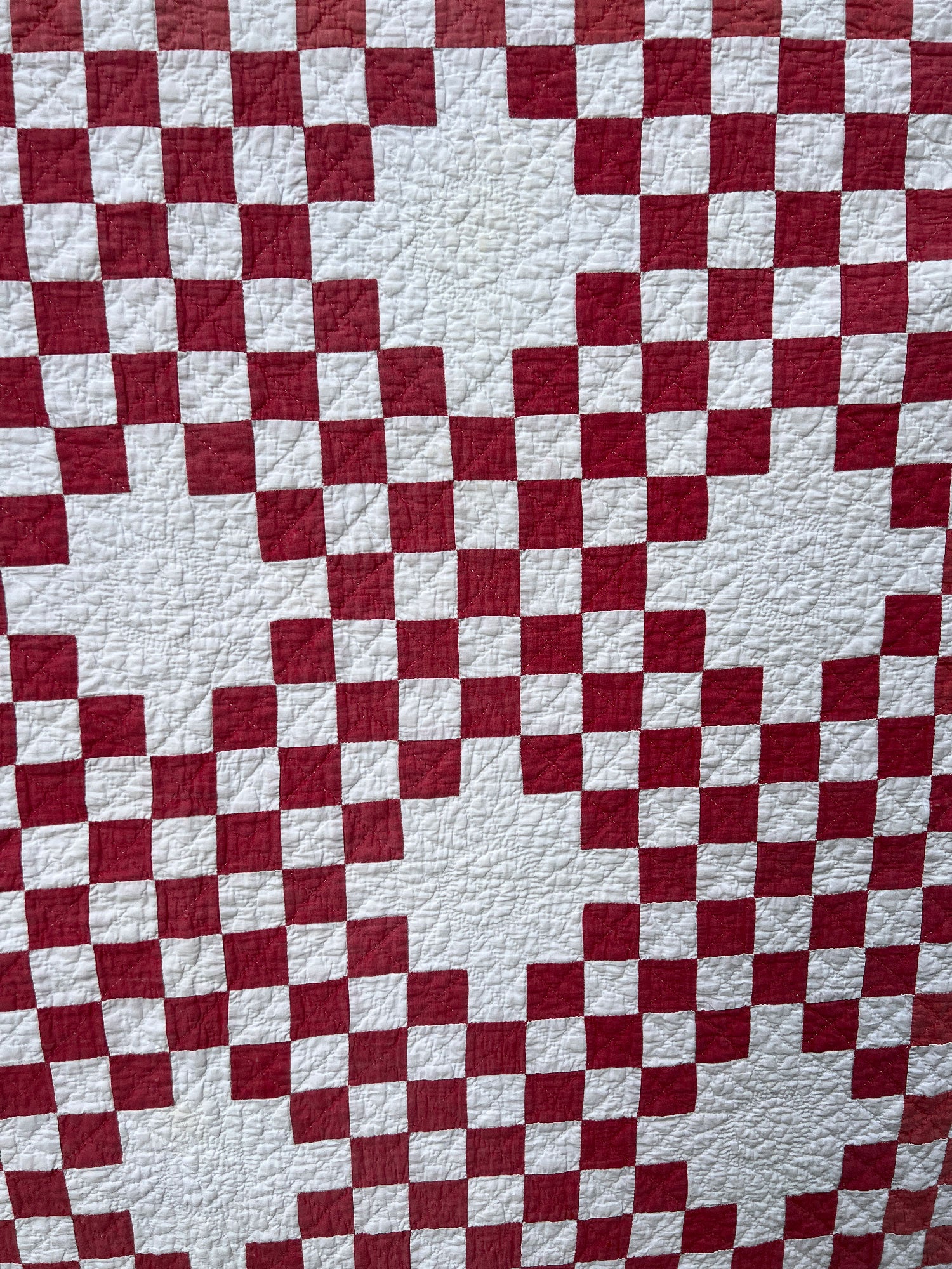 Red & White Triple Irish Chain Quilt
