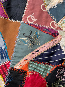 Fabulous Fan Backed 19th Century Crazy Quilt